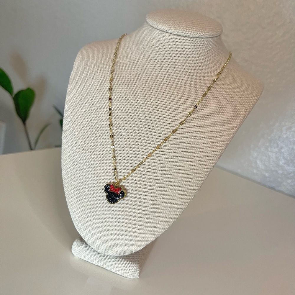 Gold and Black Minnie Mouse Pendant Necklace